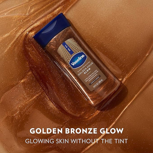Vaseline Glazed and Glisten Golden Hour Body Gel Oil Shimmering 200ml زيت جل الجسم "فازلين جليزد آند جليستن غولدن آور" اللامع - Princess Cosmetics Qatar