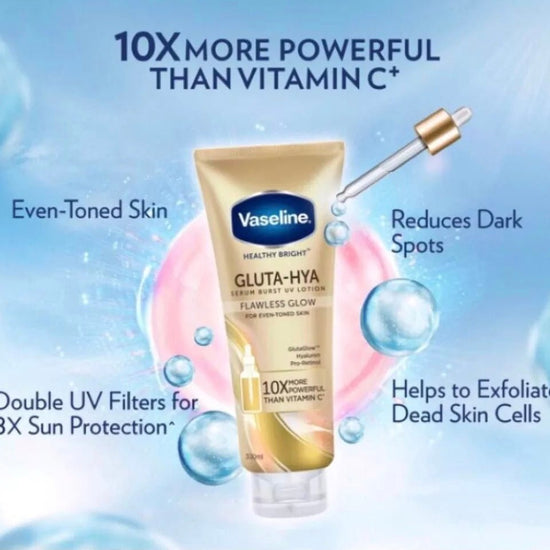 Vaseline Gluta - Hya Serum Burst Lotion Flawless Bright 300ml فازلين جلوتا هيا سيروم فورست لوشن لا تشوبه شائبة مشرق - Princess Cosmetics Qatar