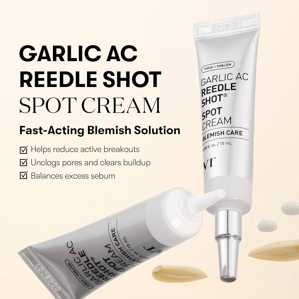 VT Cosmetics Garlic AC Reedle Shot Spot Cream 15ml كريم في تي كوزماتيكس غارليك ايه سي ريدل شوت لعلاج البقع - Princess Cosmetics Qatar