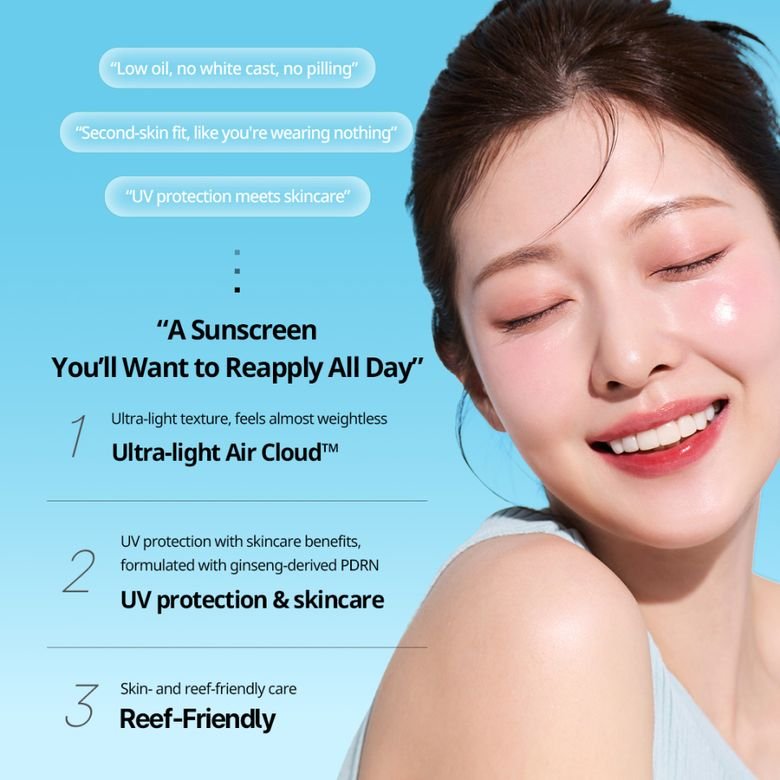 VT Cosmetics PDRN Air Cloud Sunscreen 50ml واقي الشمس في تي كوزمتكس بي دي آر إن إير كلاود - Princess Cosmetics Qatar