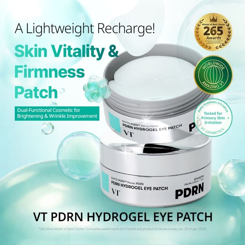 VT Cosmetics PDRN Hydrogel Eye Patch (60 Patches) رقعة العين الهيدروجيلية من في تي كوزمتكس بي دي آر إن - Princess Cosmetics Qatar