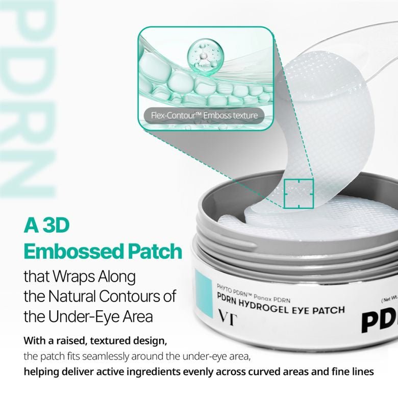 VT Cosmetics PDRN Hydrogel Eye Patch (60 Patches) رقعة العين الهيدروجيلية من في تي كوزمتكس بي دي آر إن - Princess Cosmetics Qatar