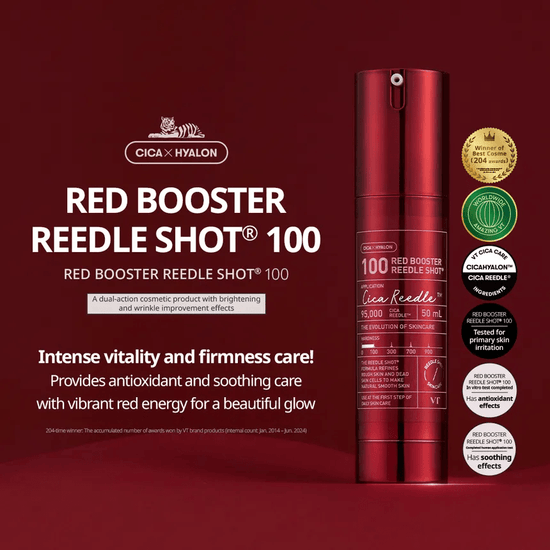 VT Cosmetics Red Booster Reedle Shot 100 50ml VT مستحضرات التجميل ريد بوستر ريدل شوت 100 - Princess Cosmetics Qatar