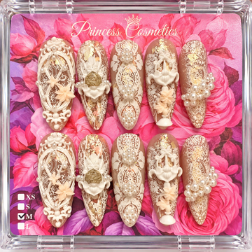 White Lace High Quality Nails أظافر عالية الجودة من الدانتيل الأبيض - Princess Cosmetics Qatar