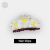 White Sunflower Hair Claw Clips. مقاطع مخلب شعر عباد الشمس البيضاء - Princess Cosmetics Qatar