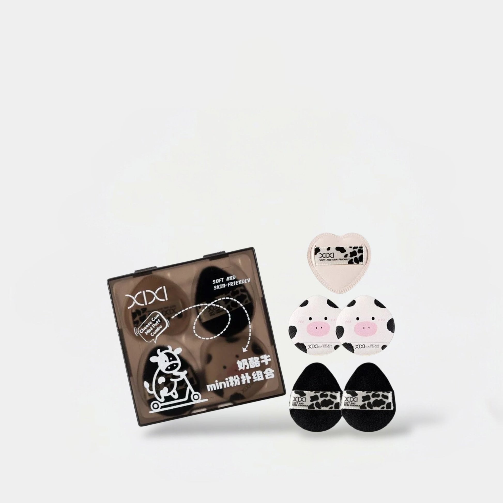 xixi Cow Seties Mini Puff Set طقم النفخات الصغيرة من سلسلة بقرة شيشي - Princess Cosmetics Qatar