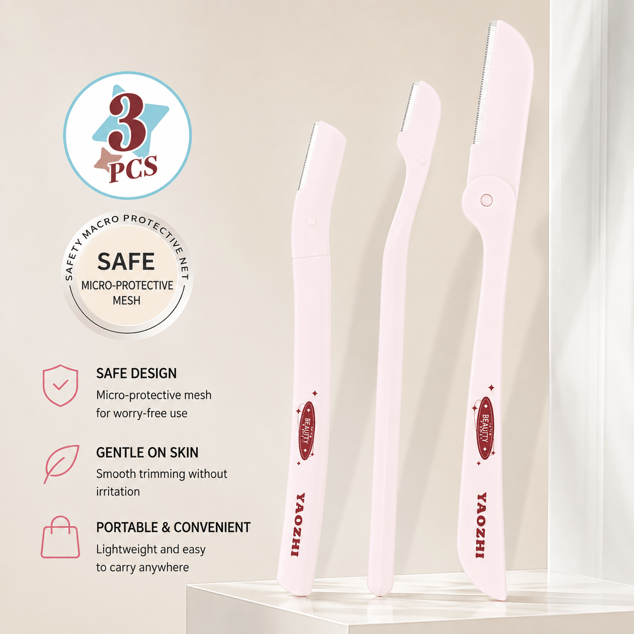 Yaozhi Easy Eyebrow Trimmer Set مجموعة ياوتشي لتشذيب الحواجب السهلة - Princess Cosmetics Qatar