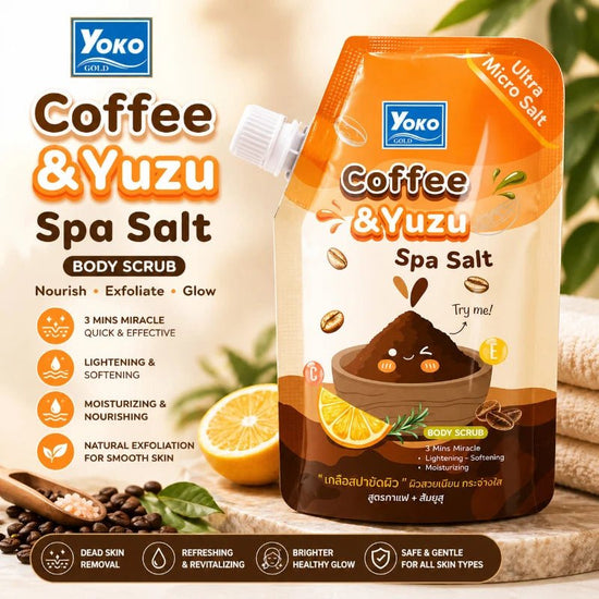 Yoko Coffee & Yuzu Spa Salt Body Scrub 350g مقشر الجسم بملح يوكو كوفي ويوزو - Princess Cosmetics Qatar
