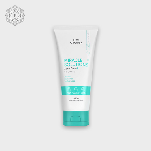 Luxe Organix Miracle Solutions Acne Derm AHA/BHA Gel Cleanser 150ml لوكس أورجانيكس ميراكل سوليوشنز لعلاج حب الشباب ديرم AHA / BHA جل منظف 150 مل