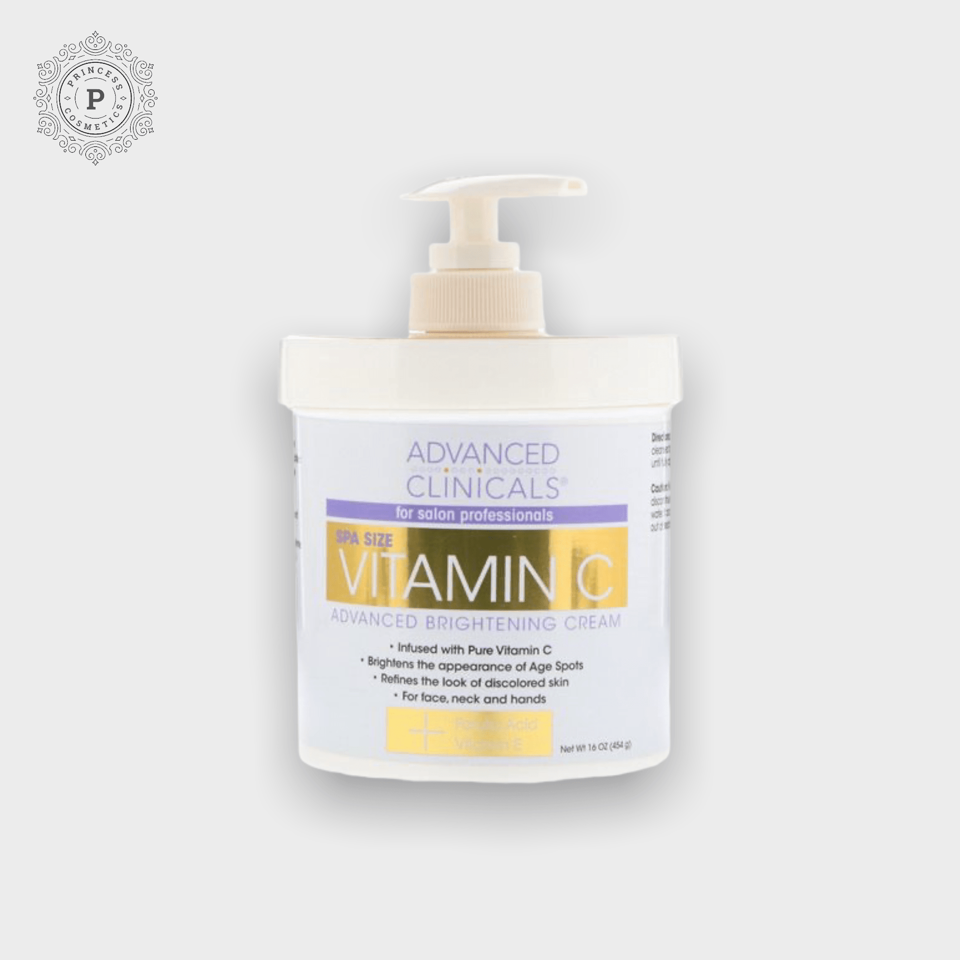 Advanced Clinicals Vitamin C Cream 454g. ادڢانچي چلينيچلي كريم فيتامين سي 454 جرام - Princess Cosmetics Qatar