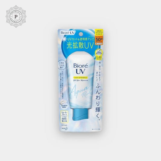 Biore UV Aqua Rich Light Up The Essence SPF50 + / PA ++++ 70g. ماء ملون من بيوريه أكوا ريتشي بعامل حماية من الشمس 50+ PA++++ 70 جم (متجدد) - Princess Cosmetics Qatar