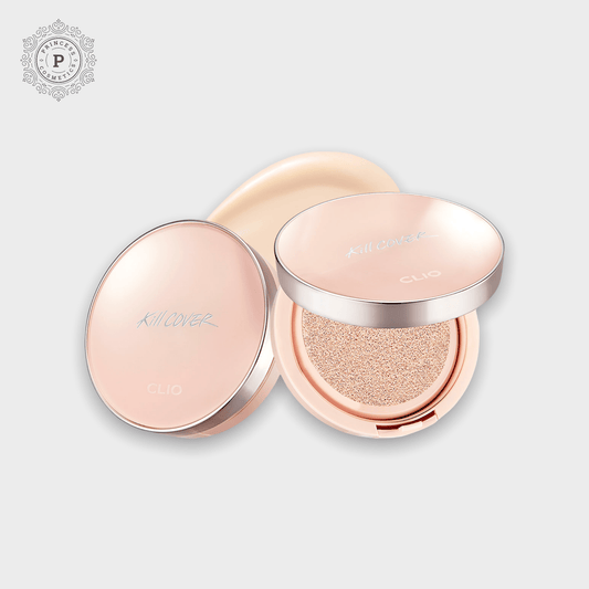 Clio Kill Cover Glow Fitting Cushion Set (+Refill) 15gx2. مجموعة وسائد متوهجة من كلي كيل كاڢر (+إعادة التعبئة) 15 جم × 2 - Princess Cosmetics Qatar