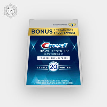 Crest Level 20 3D Whitestrips, Professional Effects, Teeth Whitening Strip Kit, 44 Strips. مجموعة شرائط تبييض الأسنان ثلاثية الأبعاد، 20 شريطًا بتأثيرات احترافية، 44 شريطًا - Princess Cosmetics Qatar