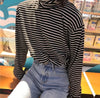 Dute Striped Turtleneck T-Shirt. تي شيرت مخطط بياقة مدورة - Princess Cosmetics Qatar