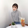 Dute Striped Turtleneck T-Shirt. تي شيرت مخطط بياقة مدورة - Princess Cosmetics Qatar