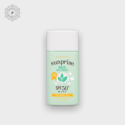 Etude House Sunprise Mild Airy Finish SPF 50+ PA+++ - EXPIRY: 08/2025. ايتود هاوس سونبريس ميلد اير فينيس SPF 50+ PA+++ - Princess Cosmetics Qatar