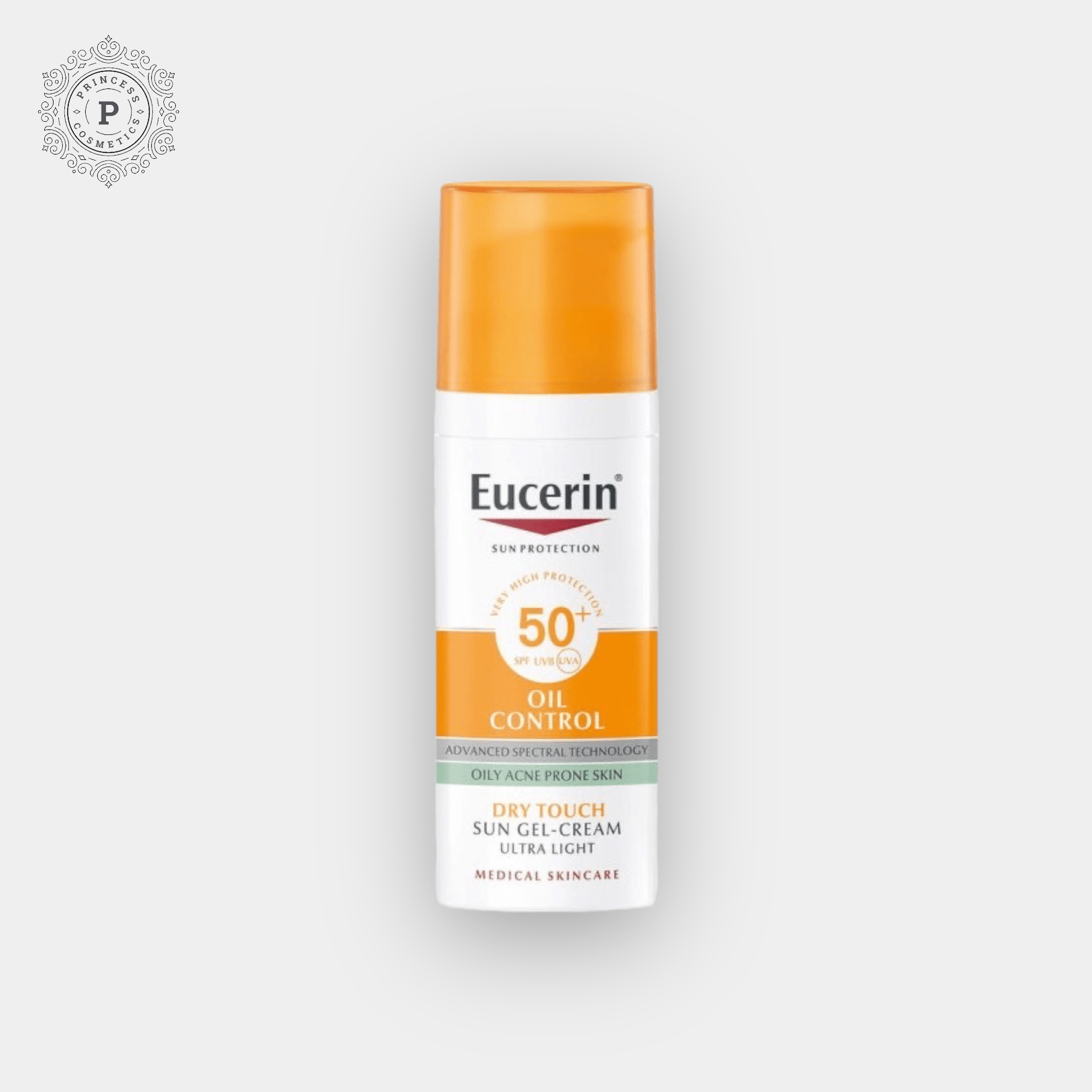 Eucerin Oil Control Sun Gel - Cream Ultra Light SPF 50+ 50ml. جل كريم الحماية من الشمس من يوسيرين للتحكم في الزيوت بعامل حماية من أشعة الشمس 50+ 50 مل - Princess Cosmetics Qatar