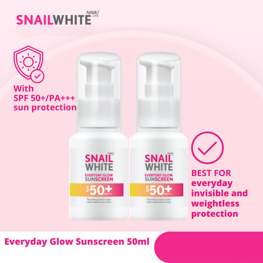 Namu Life Snail White Everyday Glow Sunscreen SPF 50+/PA++++ 50ml. كريم الحماية من الشمس نامو لايف سنيل وايت إيفري داي جلو بعامل حماية من الشمس 50+/PA++++، 50 مل