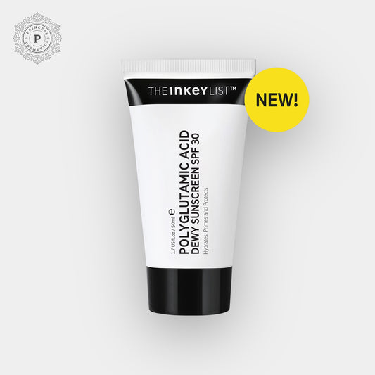 The Inkey List Polyglutamic Acid Dewy Sunscreen SPF30 50ml. كريم الوقاية من الشمس بحمض البولي غلوتاميك من ذا إنكي ليست SPF30 50 مل