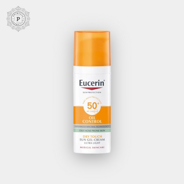 Eucerin Oil Control Sun Gel-Cream Ultra Light SPF 50+ 50ml. جل كريم الحماية من الشمس من يوسيرين للتحكم في الزيوت بعامل حماية من أشعة الشمس 50+ 50 مل