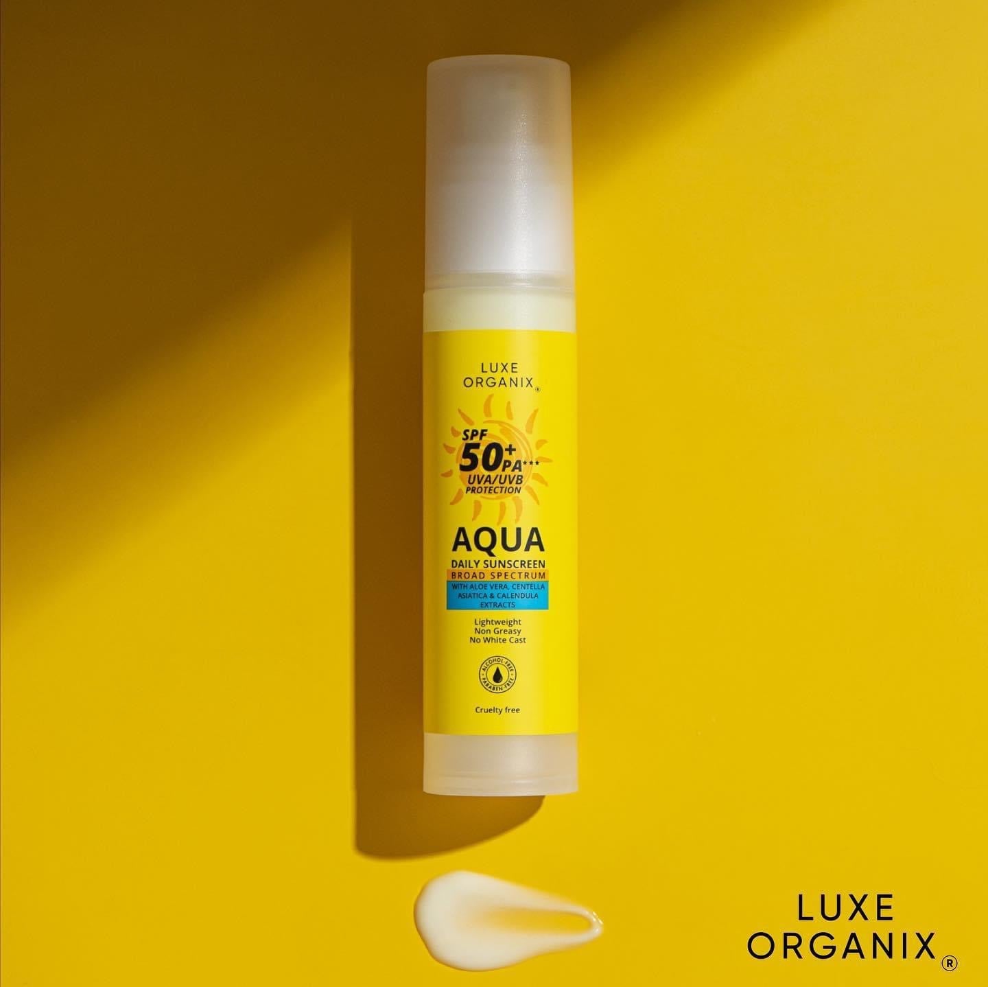 Luxe Organix Aqua Daily Sunscreen 50ml لوكس أورجانيكس أكوا ديلي واقي من الشمس 50 مل - Princess Cosmetics Qatar