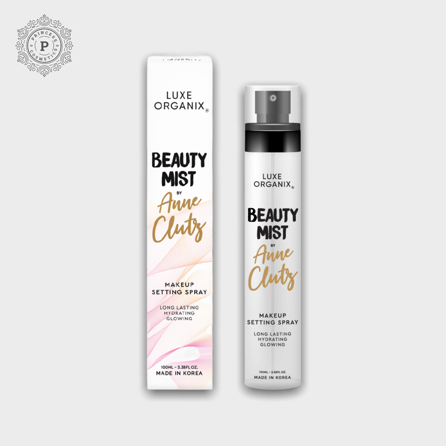 Luxe Organix Beauty Mist By Anne Clutz Makeup Setting Spray 100ml لوكس أورجانيكس بيوتي ميست من آن كلوتز بخاخ تثبيت المكياج 100 مل - Princess Cosmetics Qatar