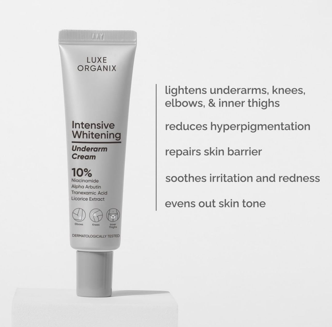 Luxe Organix Intensive Whitening Underarm Cream 10% Niacinamide 30g لوكس أورجانيكس كريم مكثف لتفتيح الإبط 10٪ نياسيناميد 30 جم - Princess Cosmetics Qatar