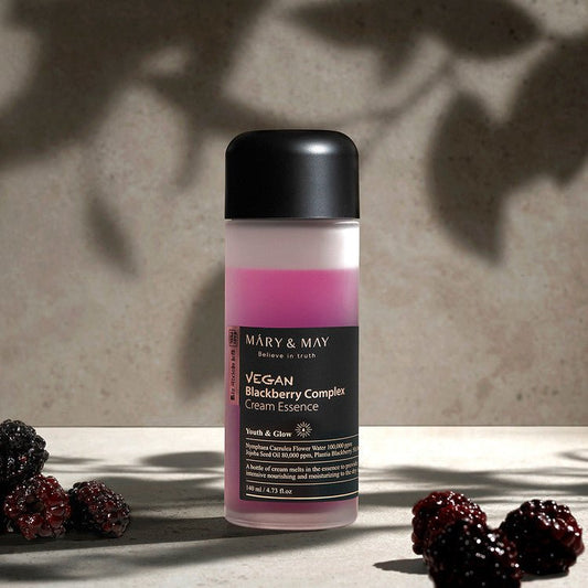 Mary&May Vegan Blackberry Complex Cream Essence 140ml. ماري آند ماي نباتي بلاك بيري كومبلكس كريم ايسنس - Princess Cosmetics Qatar