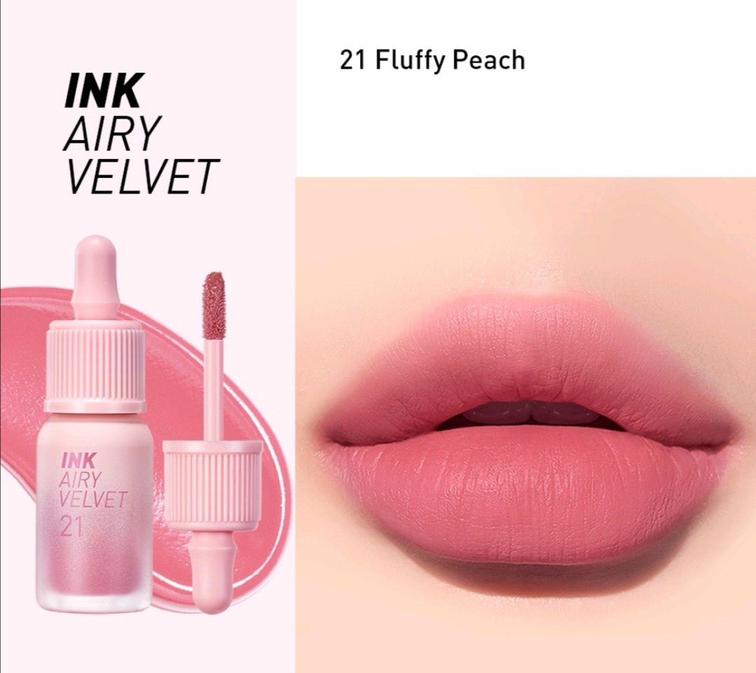 Peripera Ink Airy Velvet AD (21 Fluffy Peach). بيريبيرا إنك فيلفيت إيه دي (21 خوخ رقيق) - Princess Cosmetics Qatar