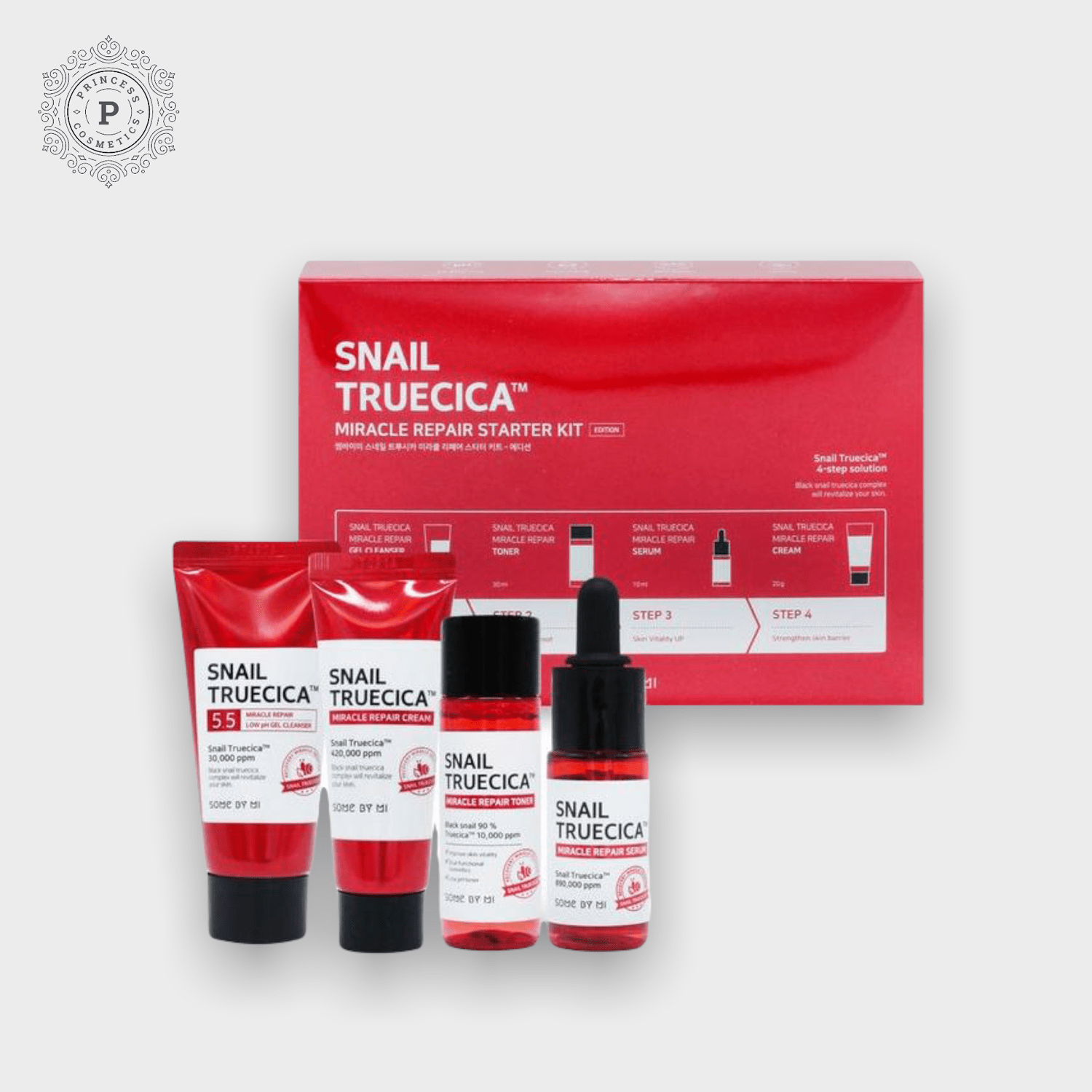 Somebymi Snail Truecica Starter Kit (4pcs). سومبيمي الحلزون تروسيكا كاتب كيت - Princess Cosmetics Qatar